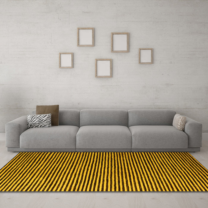 Machine Washable Abstract Yellow Modern Rug in a Living Room, wshabs5537yw