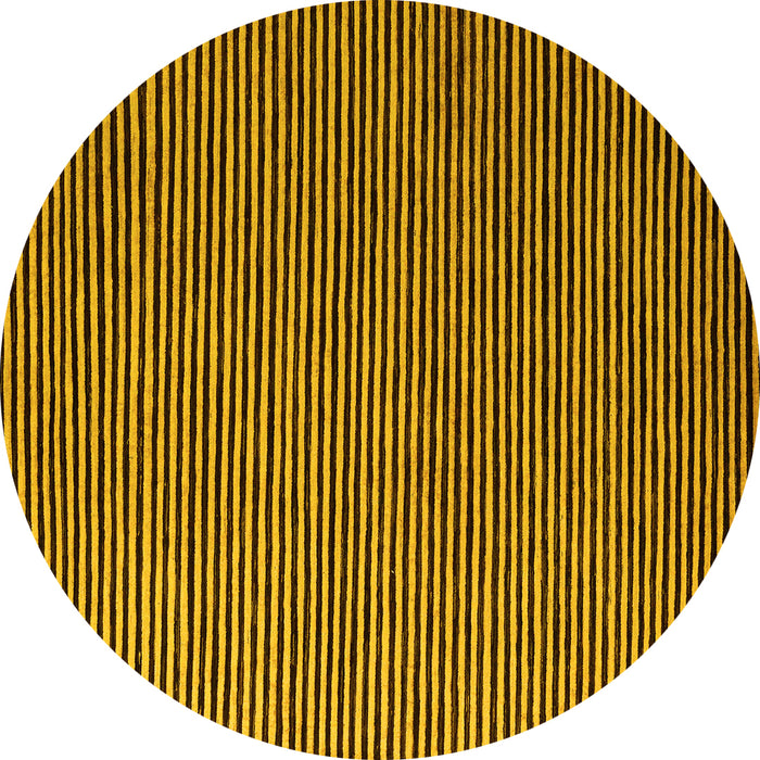 Round Machine Washable Abstract Yellow Modern Rug, wshabs5537yw