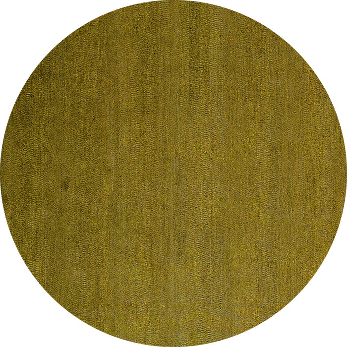 Round Machine Washable Abstract Yellow Modern Rug, wshabs5538yw