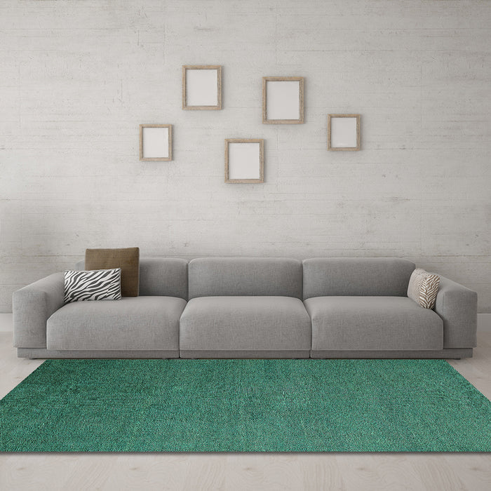 Machine Washable Abstract Turquoise Modern Area Rugs in a Living Room,, wshabs5538turq