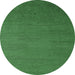 Round Machine Washable Abstract Emerald Green Modern Area Rugs, wshabs5538emgrn