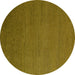 Round Abstract Yellow Modern Rug, abs5538yw