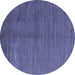 Round Abstract Blue Modern Rug, abs5539blu