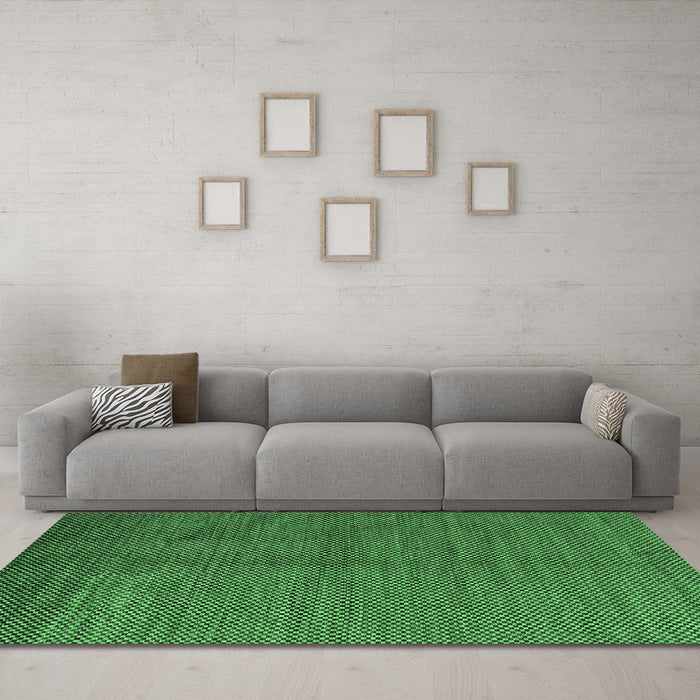 Machine Washable Abstract Emerald Green Modern Area Rugs in a Living Room,, wshabs5539emgrn