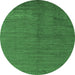 Round Machine Washable Abstract Emerald Green Modern Area Rugs, wshabs5539emgrn