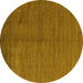 Round Abstract Yellow Modern Rug, abs5539yw