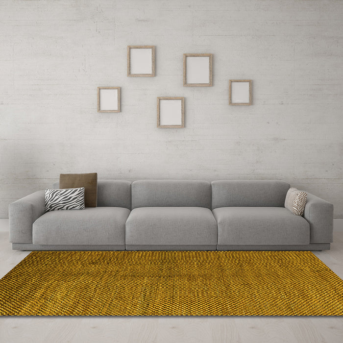 Machine Washable Abstract Yellow Modern Rug in a Living Room, wshabs5539yw