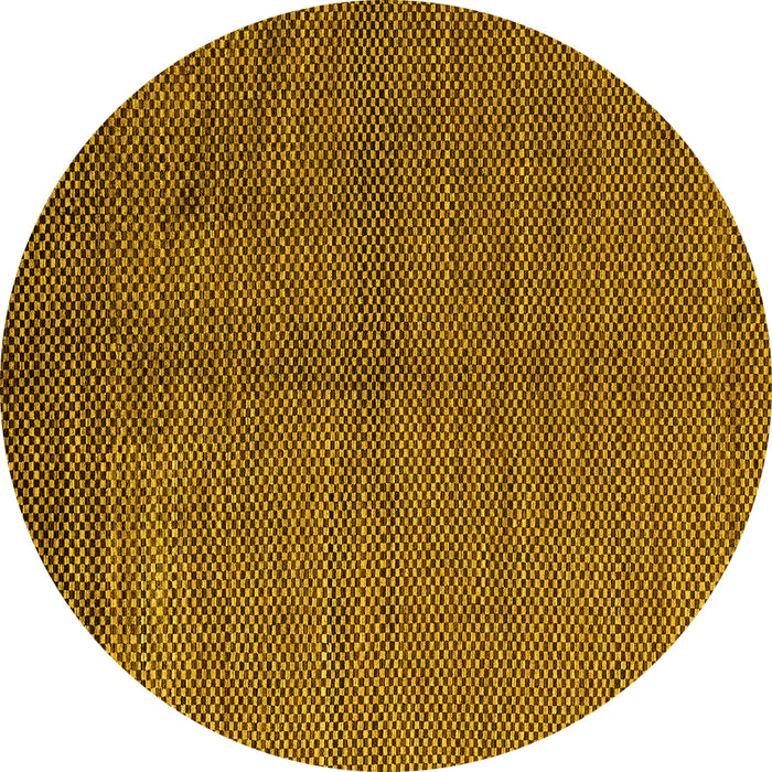 Round Machine Washable Abstract Yellow Modern Rug, wshabs5539yw
