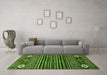 Machine Washable Abstract Green Modern Area Rugs in a Living Room,, wshabs553grn