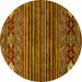 Round Machine Washable Abstract Yellow Modern Rug, wshabs553yw