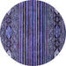 Round Machine Washable Abstract Blue Modern Rug, wshabs553blu