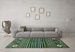 Machine Washable Abstract Turquoise Modern Area Rugs in a Living Room,, wshabs553turq