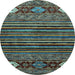 Round Abstract Light Blue Modern Rug, abs553lblu