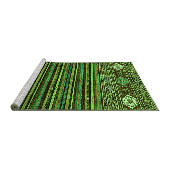 Sideview of Machine Washable Abstract Green Modern Area Rugs, wshabs553grn