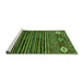 Sideview of Machine Washable Abstract Green Modern Area Rugs, wshabs553grn