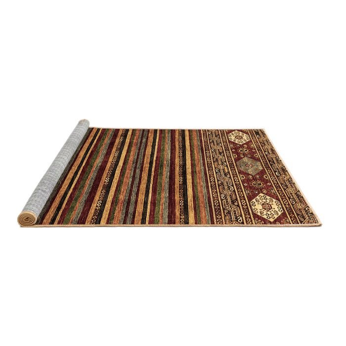 Sideview of Machine Washable Abstract Brown Modern Rug, wshabs553brn