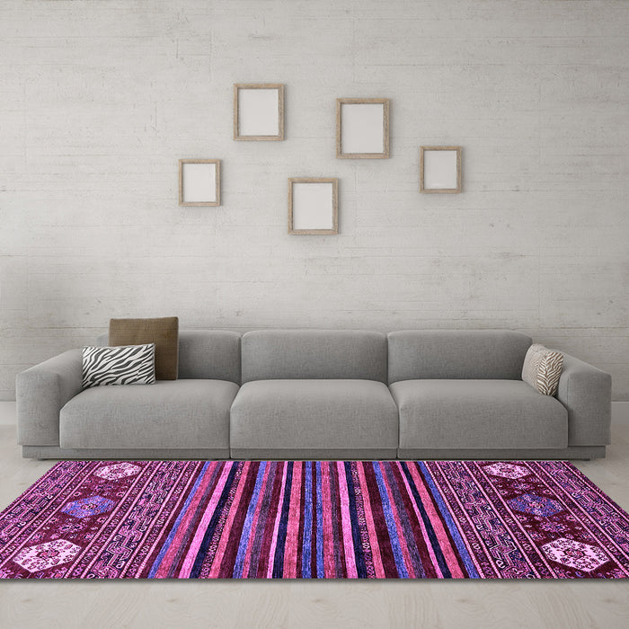 Machine Washable Abstract Purple Modern Area Rugs in a Living Room, wshabs553pur