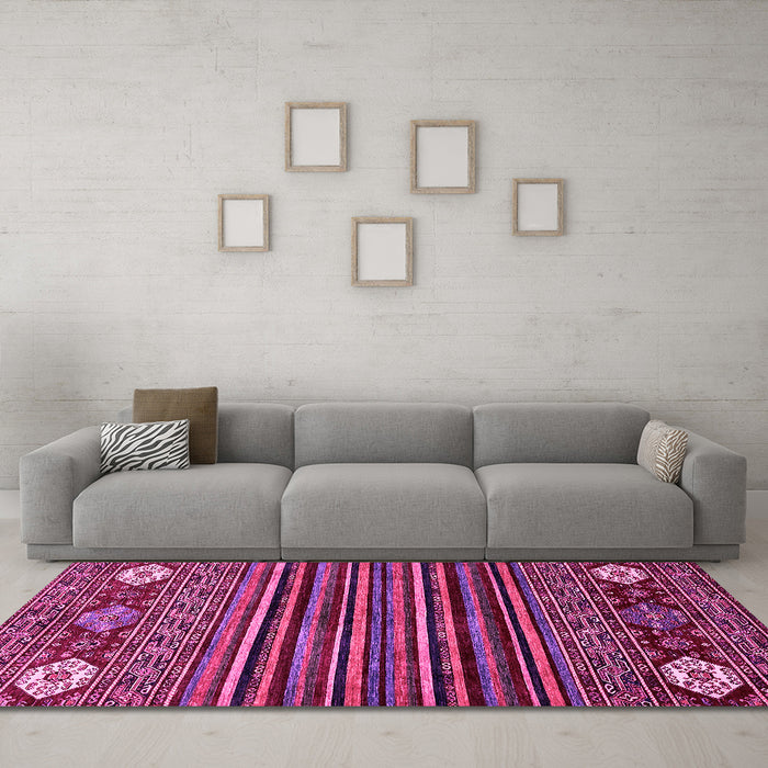 Machine Washable Abstract Pink Modern Rug in a Living Room, wshabs553pnk