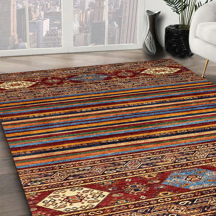 Abstract Dark Red Modern Rug in Family Room, abs553