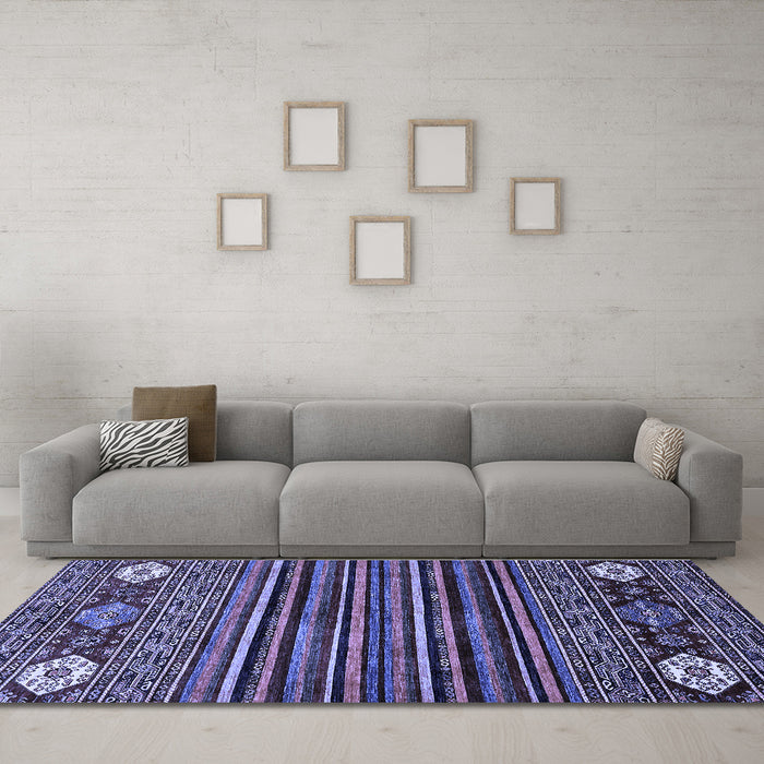 Machine Washable Abstract Blue Modern Rug in a Living Room, wshabs553blu