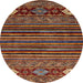 Round Abstract Dark Red Modern Rug, abs553