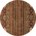 Round Abstract Brown Modern Rug, abs553brn