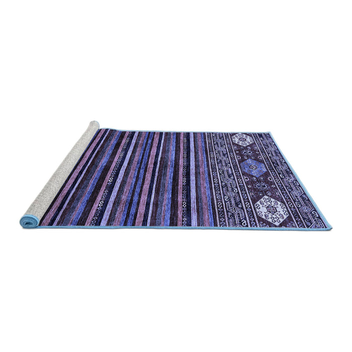 Sideview of Machine Washable Abstract Blue Modern Rug, wshabs553blu