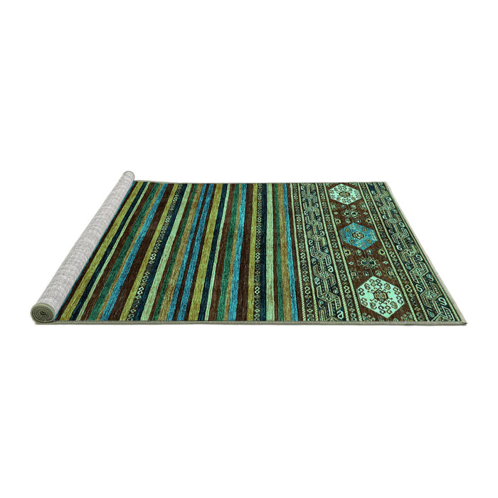 Sideview of Machine Washable Abstract Turquoise Modern Area Rugs, wshabs553turq