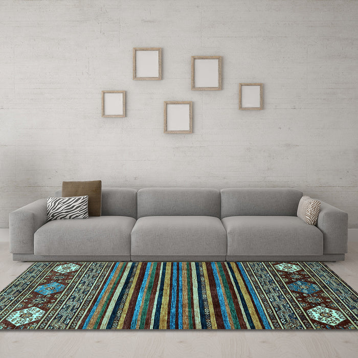 Machine Washable Abstract Light Blue Modern Rug in a Living Room, wshabs553lblu