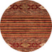 Round Machine Washable Abstract Orange Modern Area Rugs, wshabs553org