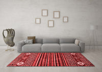 Machine Washable Abstract Red Modern Rug, wshabs553red