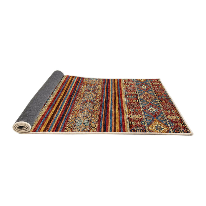 Sideview of Abstract Saffron Red Modern Rug, abs554