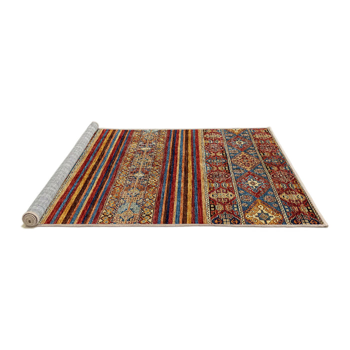 Sideview of Machine Washable Abstract Saffron Red Rug, wshabs554