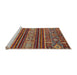 Sideview of Machine Washable Abstract Saffron Red Rug, wshabs554