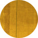 Round Abstract Yellow Modern Rug, abs5540yw