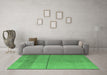 Machine Washable Abstract Emerald Green Modern Area Rugs in a Living Room,, wshabs5540emgrn