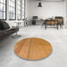 Round Machine Washable Abstract Orange Rug in a Office, wshabs5540