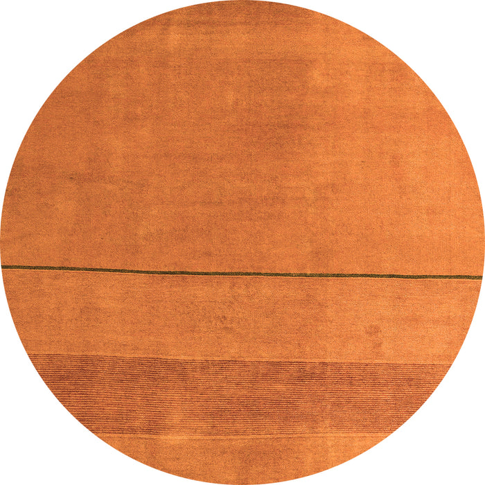 Round Machine Washable Abstract Orange Modern Area Rugs, wshabs5540org