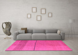 Machine Washable Abstract Pink Modern Rug in a Living Room, wshabs5540pnk