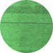 Round Abstract Emerald Green Modern Rug, abs5540emgrn