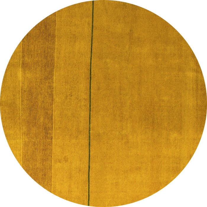 Round Machine Washable Abstract Yellow Modern Rug, wshabs5540yw
