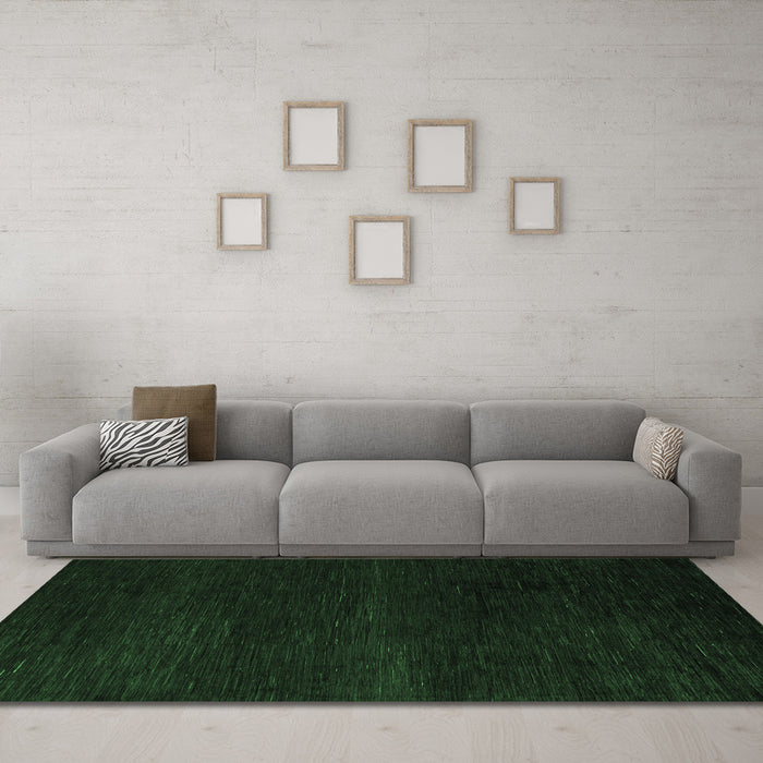 Machine Washable Abstract Emerald Green Modern Area Rugs in a Living Room,, wshabs5541emgrn