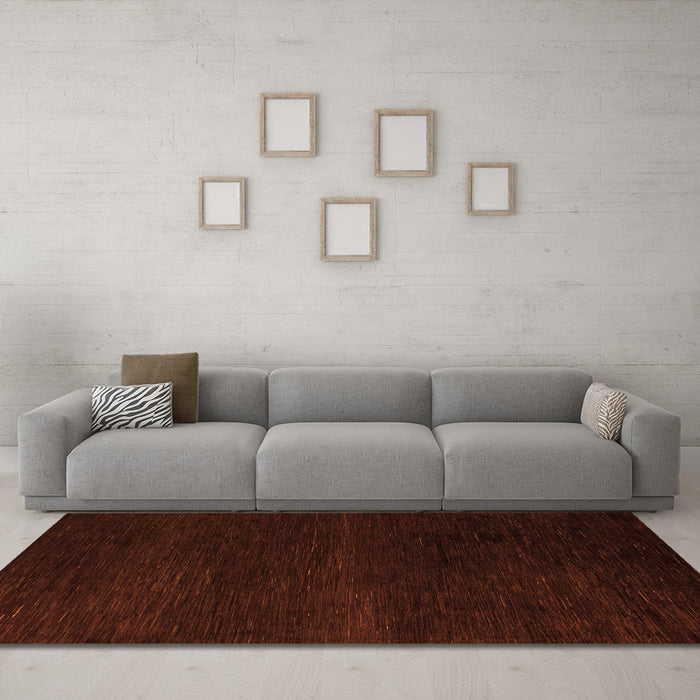 Machine Washable Abstract Orange Modern Area Rugs in a Living Room, wshabs5541org