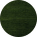 Round Machine Washable Abstract Green Modern Area Rugs, wshabs5541grn