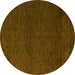 Round Abstract Yellow Modern Rug, abs5542yw