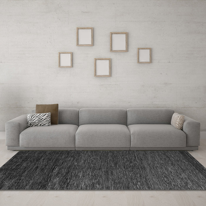 Machine Washable Abstract Gray Modern Rug in a Living Room,, wshabs5543gry