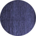 Round Abstract Blue Modern Rug, abs5543blu