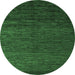 Round Machine Washable Abstract Emerald Green Modern Area Rugs, wshabs5543emgrn