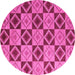 Round Machine Washable Abstract Pink Modern Rug, wshabs5544pnk