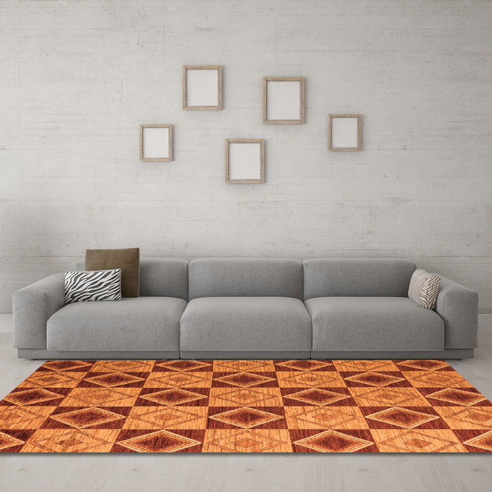 Machine Washable Abstract Orange Modern Area Rugs in a Living Room, wshabs5544org